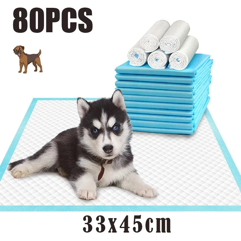 120Pcs Super Absorbent Pet Diaper Dog Training Pee Pads Disposable Healthy Nappy Mat for Cats Dog Diapers Quick-Dry Surface Mat