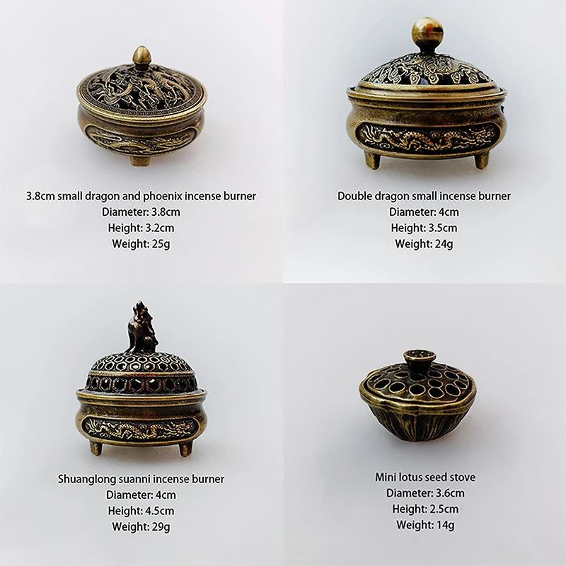 Alloy Incense Burner Chinese Buddha Lotus Flower Incense Holder Handmade Censer For Buddhist Home Office Decoration