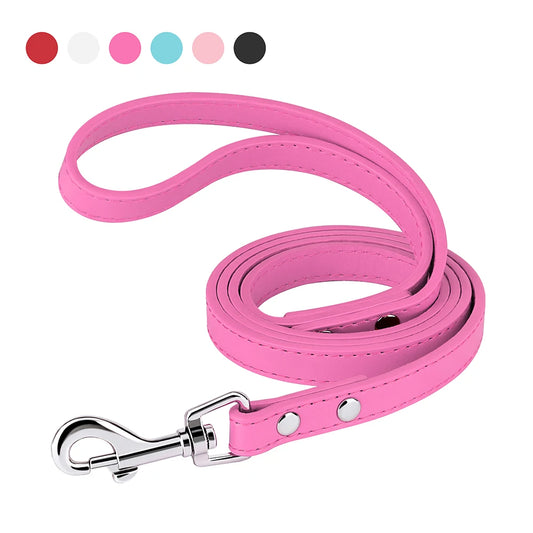 120cm PU Leather Dog Leash Soft 4ft Leather Dog Leash Pet Walking Training Leads Durable for Small Medium Dogs Pitbull Chihuahua