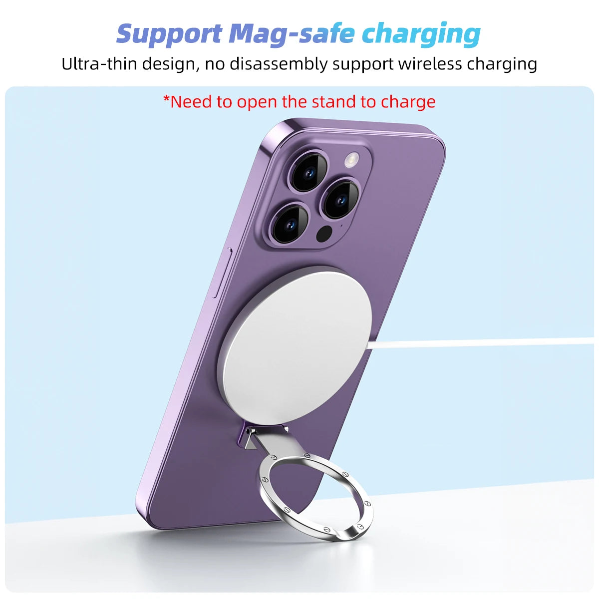 ANMONE Magnetic Cell Phone Ring Holder Compatible with iPhone 12 13 14 Series For MagSafe Removable Cell Phone Grip Kickstand