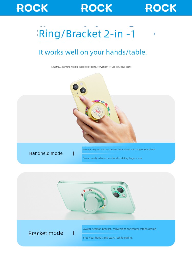 Doraemon Ring Bracket Strongly Adhesive Bean Bag Phone Case Foldable Portable Anti-Lost Magnetic Suction Hook Buckle Shell Ring Finger Back Sticker Multifunctional Adjustable Rotate Silicone Convenient and General Use