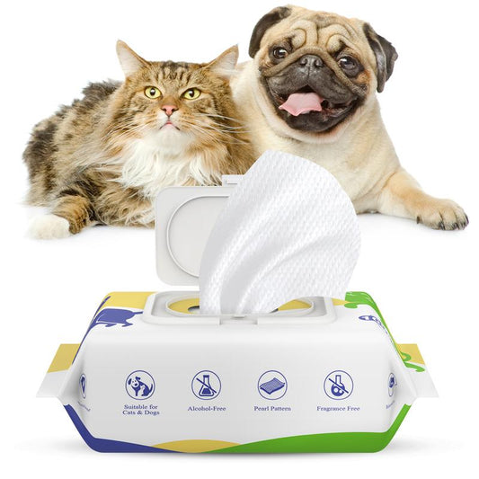 Pet Essentials Pawaboo Pet Wipes Cat and Dog Cleaning Specialties No Wash Full Body Kitten and Puppy Novice 1Pack/100Count